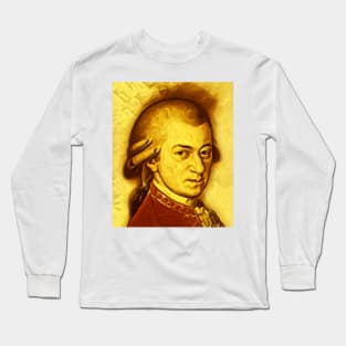 Wolfgang Amadeus Mozart Golden Portrait | Wolfgang Amadeus Mozart Artwork 7 Long Sleeve T-Shirt